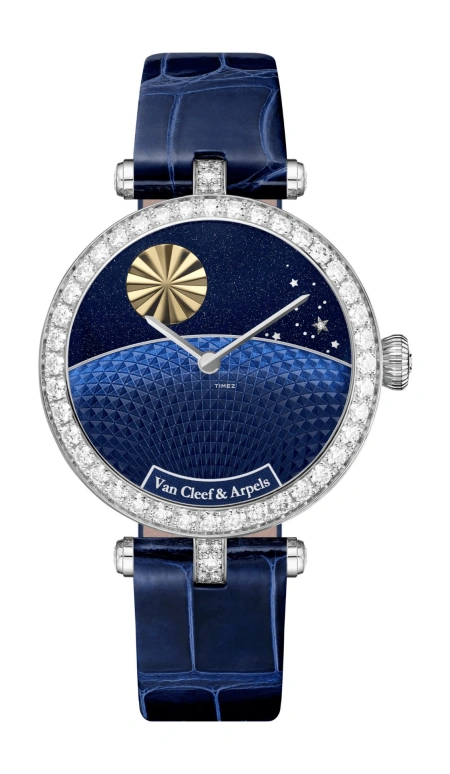 Van Cleef & Arpels,Lady Arpels 33mm,33mm,White Gold,Blue,Automatic,Moonphase,Glass,VCARPBLR00