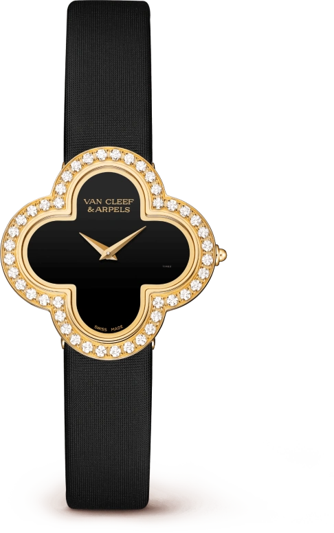 Van Cleef & Arpels,Alhambra® 30x30mm,30x30mm,Yellow Gold,Black,Quartz,Sapphire,Crystal Glass,Gold,VCARN5HZ00