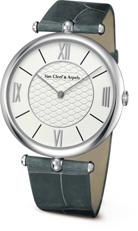 Van Cleef & Arpels,Pierre Arpels 38mm,38mm,White Gold,White,Handwound,60hours,Sapphire,Crystal Glass,VCARO3GI00