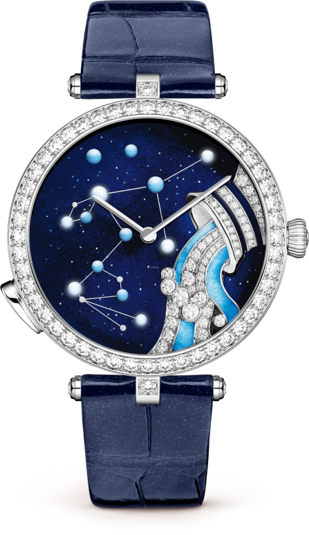 Van Cleef & Arpels,Poetic Complications® 38mm,38mm,White Gold,Transparent,Blue,Automatic,36hours,Sapphire,Crystal Glass,VCARO8TV00