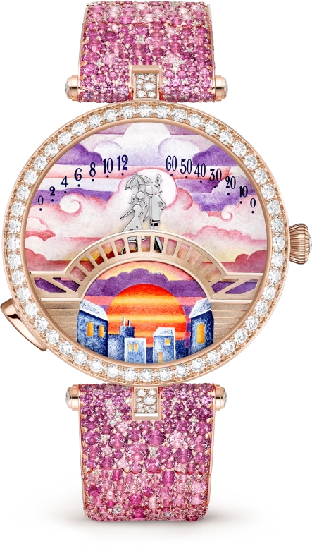 Van Cleef & Arpels,Poetic Complications® 38mm,38mm,Rose Gold,Multi-Color,Automatic,Retrograde,36hours,VCARPES600