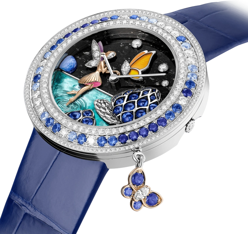 Van Cleef & Arpels,Extraordinary Dials™ 38mm,38mm,White Gold,Rose,White,Black,Multi-Color,Quartz,Sapphire,Crystal Glass,Round,VCARPBKY00