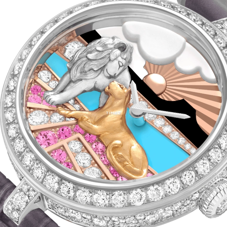 Van Cleef & Arpels,Extraordinary Dials™ 33mm,33mm,White Gold,Multi-Color,Handwound,Sapphire,Crystal Glass,Round,VCARPBJW00