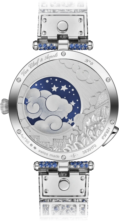 Van Cleef & Arpels,Poetic Complications® 38mm,38mm,White Gold,Blue,Automatic,Retrograde,36hours,VCARPES700