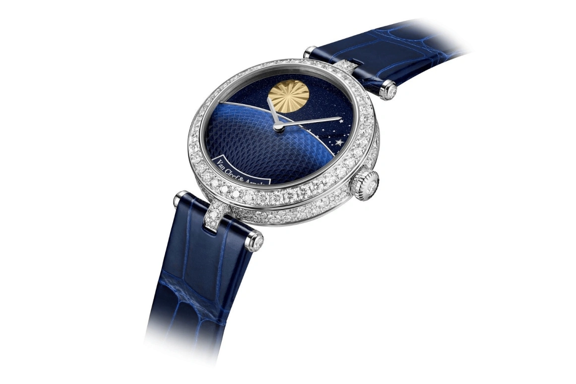 Van Cleef & Arpels,Lady Arpels 33mm,33mm,White Gold,Blue,Automatic,Moonphase,Glass,VCARPBLR00
