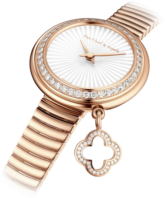 Van Cleef & Arpels,Charms 27mm,27mm,Rose Gold,White,Quartz,Round,VCARO8ZT00