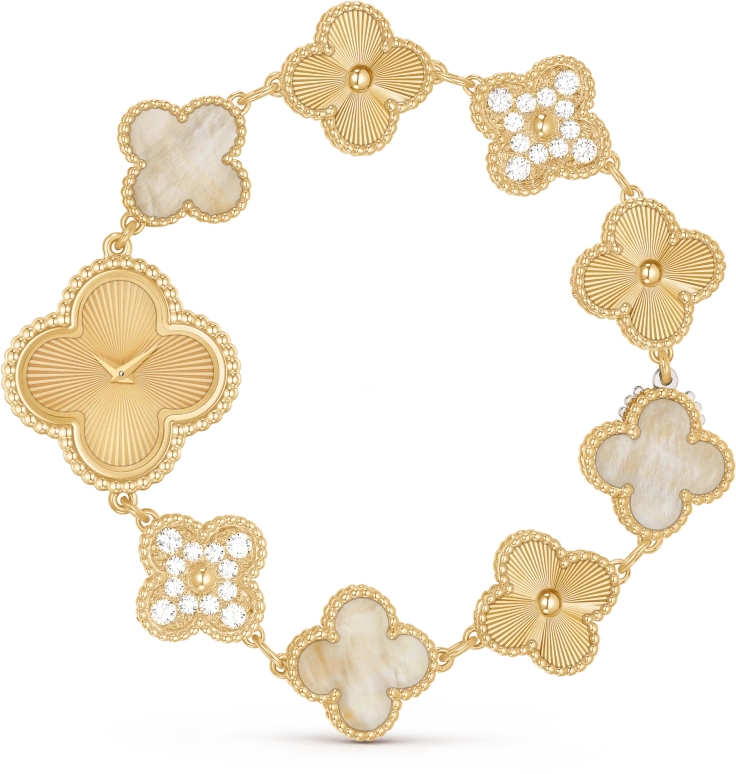 Van Cleef & Arpels,Alhambra® 22.70x22.70mm,22.70x22.70mm,Yellow Gold,Gold,Quartz,Sapphire,Crystal Glass,VCARO8WW00