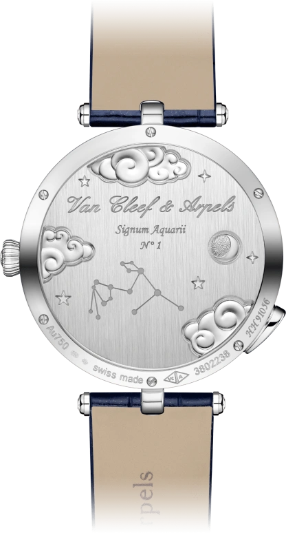 Van Cleef & Arpels,Poetic Complications® 38mm,38mm,White Gold,Transparent,Blue,Automatic,36hours,Sapphire,Crystal Glass,VCARO8TV00