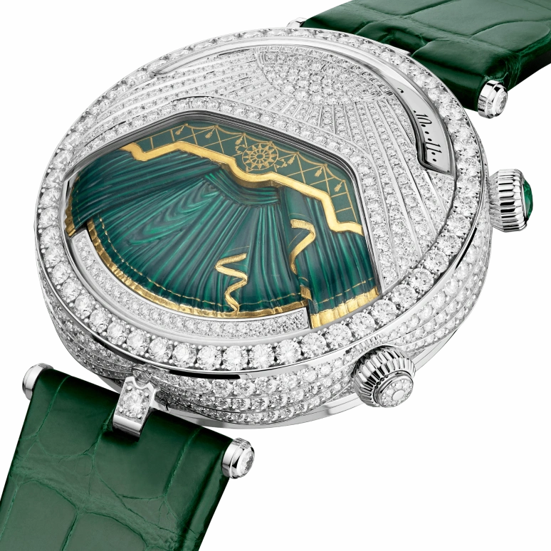 Van Cleef & Arpels,Poetic Complications® 44.50mm,44.50mm,White Gold,Sapphire,Crystal Glass,Setting,Diamonds,Diamonds,VCARO90500