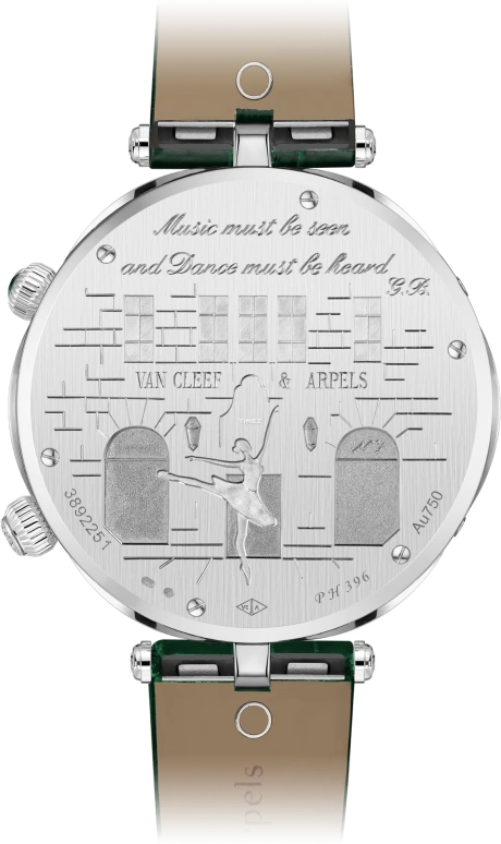 Van Cleef & Arpels,Poetic Complications® 44.50mm,44.50mm,White Gold,Silver,Green,Handwound,Jumping Hours,Retrograde,VCARPEXA00