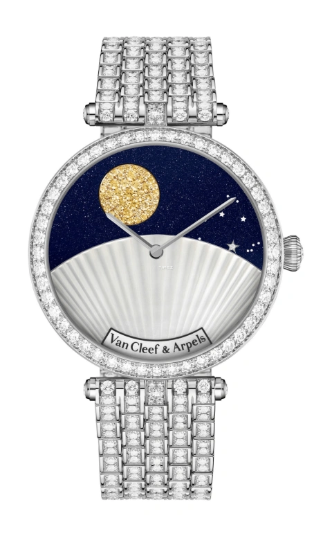 Van Cleef & Arpels,Lady Arpels 38mm,38mm,White Gold,Blue,White,Automatic,Moonphase,Glass,VCARPBKH00