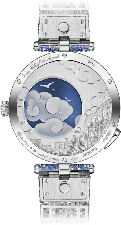 Van Cleef & Arpels,Poetic Complications® 38mm,38mm,White Gold,Blue,White,Automatic,Retrograde,36hours,VCARPES500