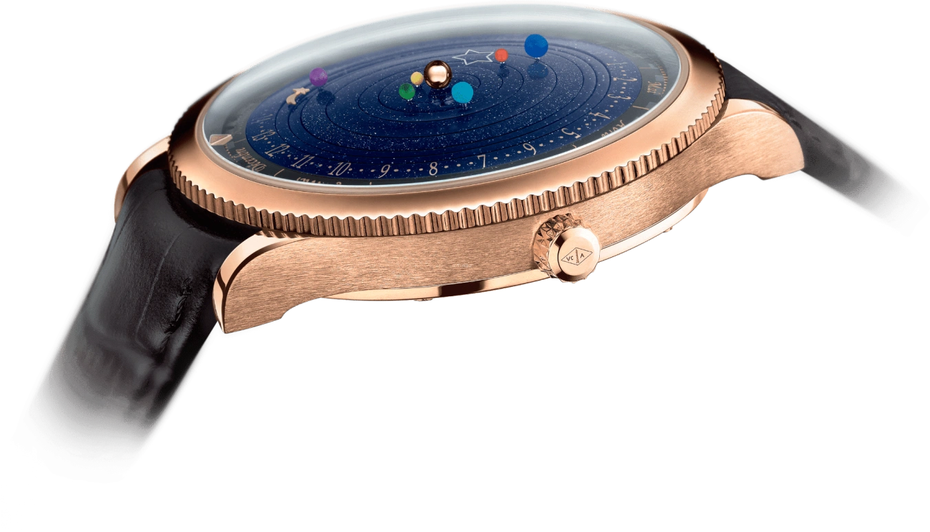 Van Cleef & Arpels,Poetic Complications® 44mm,44mm,Rose Gold,Turquoise,Rose,Automatic,Month,Sapphire,Crystal Glass,VCARO4J000