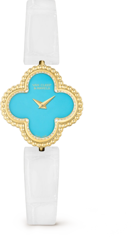 Van Cleef & Arpels,Alhambra® 22.70mm,22.70mm,Yellow Gold,Turquoise,Green,Quartz,Gold,Diamonds,VCARPBEH00