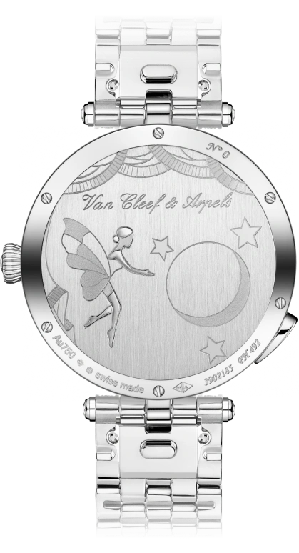 Van Cleef & Arpels,Poetic Complications® 40mm,40mm,White Gold,Blue,Multi-Color,Handwound,Sapphire,Crystal Glass,Round,VCARPBIW00
