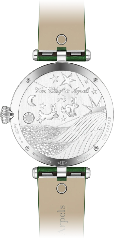Van Cleef & Arpels,Extraordinary Dials™ 33mm,33mm,White Gold,Multi-Color,Pink,Rose,White,Handwound,Sapphire,Crystal Glass,Round,VCARPBK900