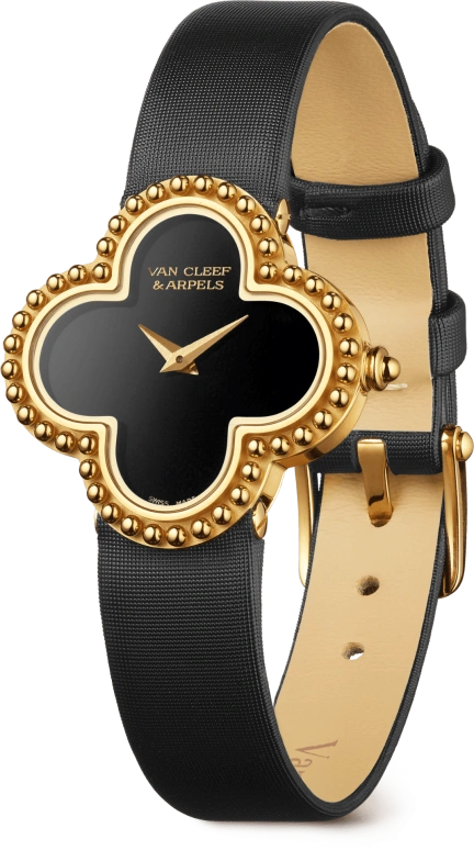 Van Cleef & Arpels,Alhambra® 26x26mm,26x26mm,Yellow Gold,Black,Quartz,Sapphire,Crystal Glass,Gold,VCARD21900