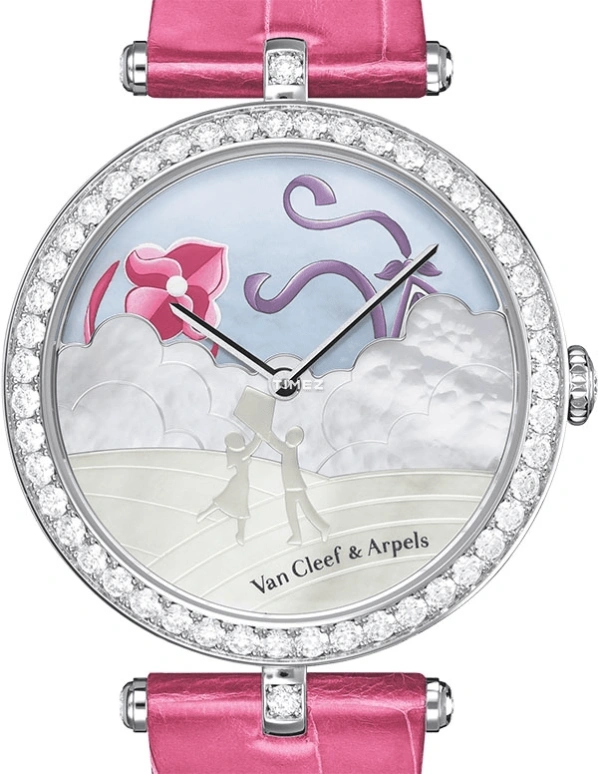 Van Cleef & Arpels,Poetic Complications® 38mm,38mm,White Gold,White,Automatic,85hours,Sapphire,Crystal Glass,VCARO4GK00