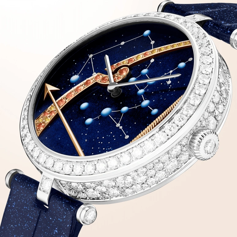 Van Cleef & Arpels,Poetic Complications® 38mm,38mm,White Gold,Rose,Transparent,Yellow,Orange,Blue,Automatic,36hours,Sapphire,Crystal Glass,VCARO8TS00