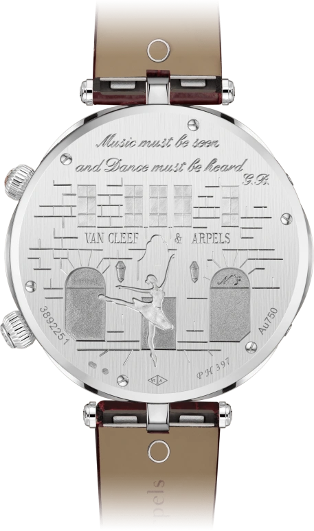 Van Cleef & Arpels,Poetic Complications® 44.50mm,44.50mm,White Gold,Sapphire,Crystal Glass,Setting,Diamonds,Diamonds,VCARO90600