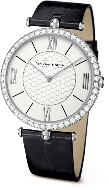 Van Cleef & Arpels,Pierre Arpels 38mm,38mm,White Gold,White,Handwound,60hours,Sapphire,Crystal Glass,VCARO3GJ00