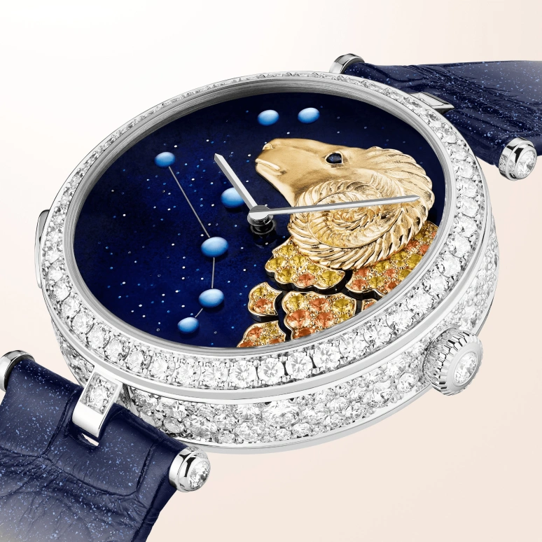 Van Cleef & Arpels,Poetic Complications® 38mm,38mm,White Gold,Transparent,Yellow,Orange,Blue,Automatic,36hours,Sapphire,Crystal Glass,VCARO8TM00