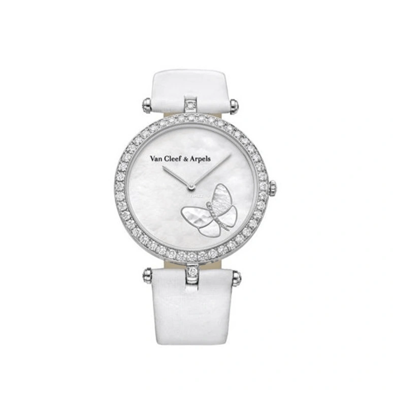 Van Cleef & Arpels,Lady Arpels 36mm,36mm,White Gold,White,Quartz,Sapphire,Crystal Glass,Round,VCARF51200