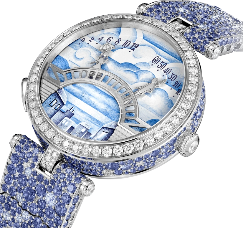 Van Cleef & Arpels,Poetic Complications® 38mm,38mm,White Gold,Blue,White,Automatic,Retrograde,36hours,VCARPES500
