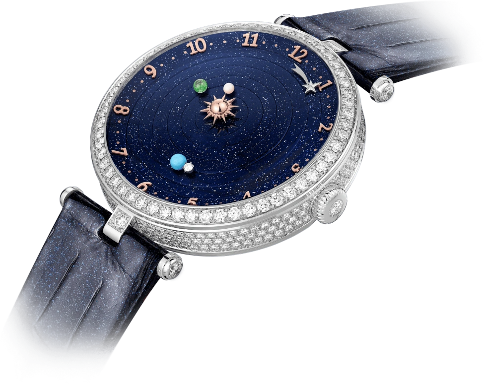 Van Cleef & Arpels,Poetic Complications® 38mm,38mm,White Gold,Blue,Automatic,36hours,Sapphire,Crystal Glass,VCARO8R500