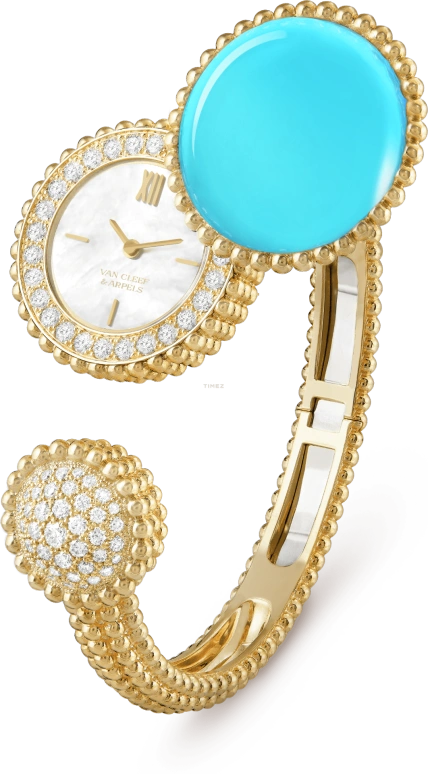Van Cleef & Arpels,Perlée™ 25mm,25mm,Yellow Gold,White,Quartz,Sapphire,Round,VCARPBEM00