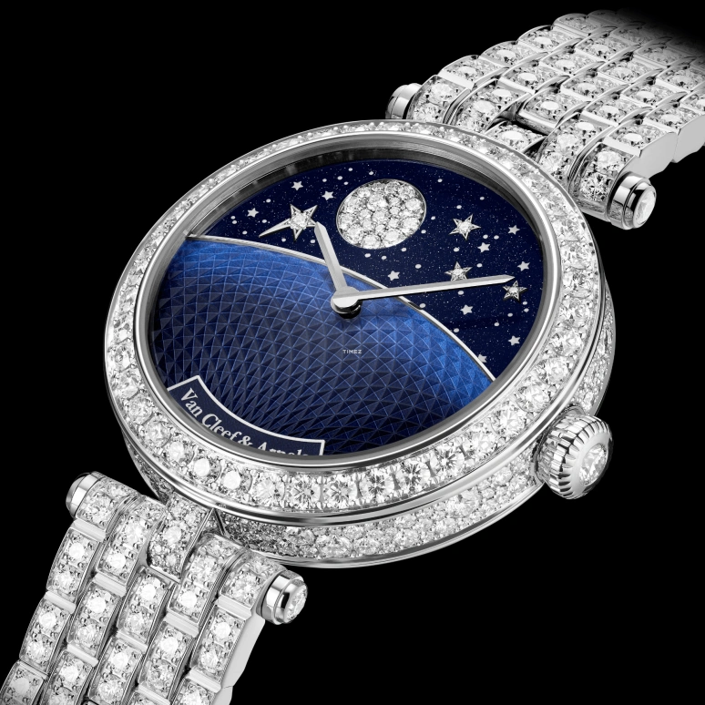 Van Cleef & Arpels,Lady Arpels 33mm,33mm,White Gold,Blue,Automatic,Moonphase,Glass,VCARPBNA00
