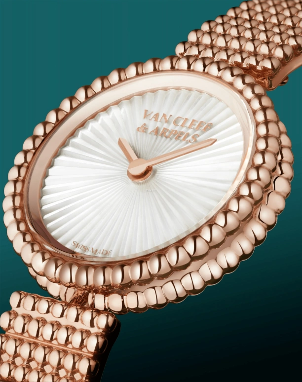 Van Cleef & Arpels,Perlée™ 23mm,23mm,Rose Gold,White,Quartz,Sapphire,Crystal Glass,Round,VCARPBMO00