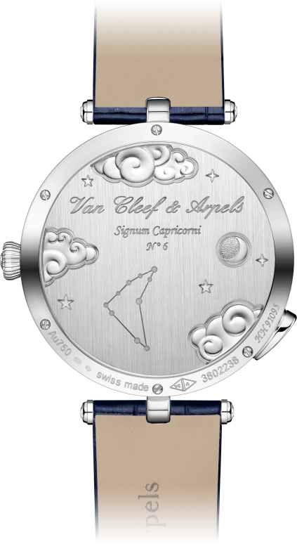 Van Cleef & Arpels,Poetic Complications® 38mm,38mm,White Gold,Transparent,Blue,Green,Automatic,36hours,Sapphire,Crystal Glass,VCARO8TO00