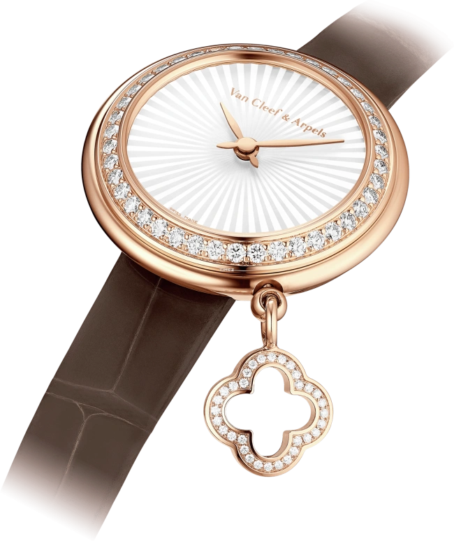 Van Cleef & Arpels,Charms 27mm,27mm,Rose Gold,White,Quartz,Round,VCARO8ZR00
