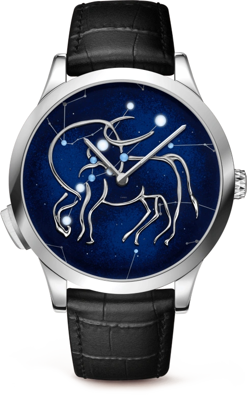 Van Cleef & Arpels,Poetic Complications® 42mm,42mm,White Gold,Transparent,Blue,Sapphire,Crystal Glass,Enamel,VCARO8TI00
