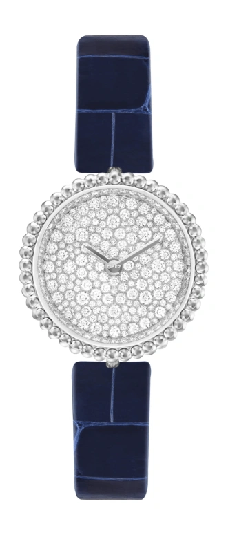 Van Cleef & Arpels,Perlée™ 23mm,23mm,White Gold,Silver,Quartz,Sapphire,Crystal Glass,Round,VCARPBKF00