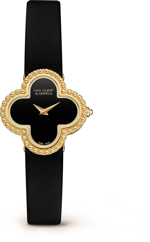 Van Cleef & Arpels,Alhambra® 26x26mm,26x26mm,Yellow Gold,Black,Quartz,Sapphire,Crystal Glass,Gold,VCARD21900