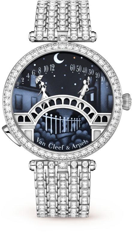 Van Cleef & Arpels,Poetic Complications® 38mm,38mm,White Gold,Automatic,36hours,Sapphire,Crystal Glass,VCARO90900