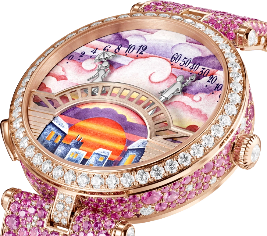 Van Cleef & Arpels,Poetic Complications® 38mm,38mm,Rose Gold,Multi-Color,Automatic,Retrograde,36hours,VCARPES600