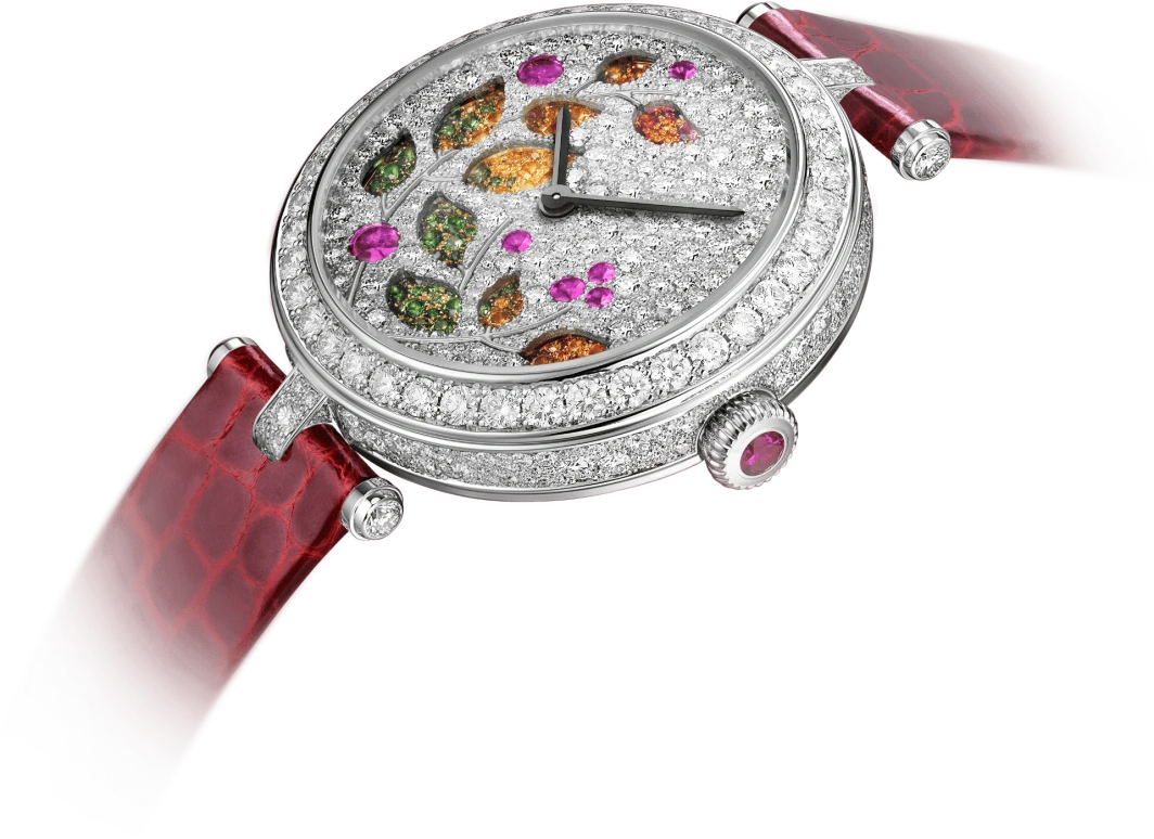 Van Cleef & Arpels,Poetic Complications® 33mm,33mm,White Gold,Pink Red,Yellow,Pink,Red,Silver,Sapphire,Crystal Glass,Setting,Diamonds,VCARO8O000