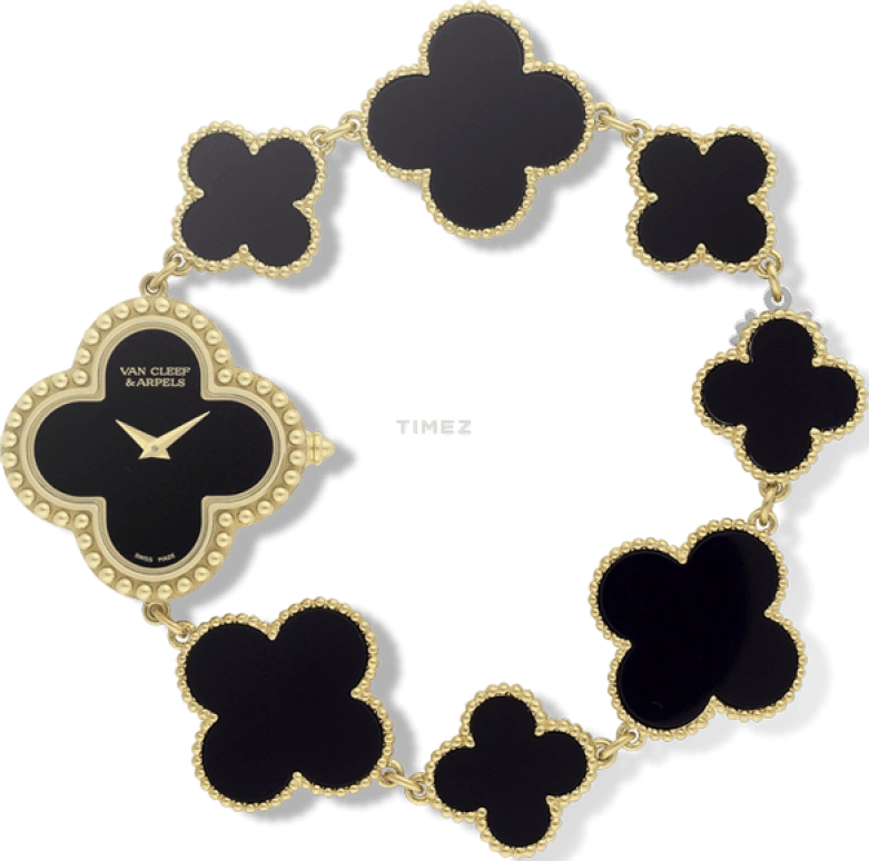 Van Cleef & Arpels,Alhambra® 26x26mm,26x26mm,Yellow Gold,Black,Quartz,Sapphire,Crystal Glass,Other,VCARO40R00