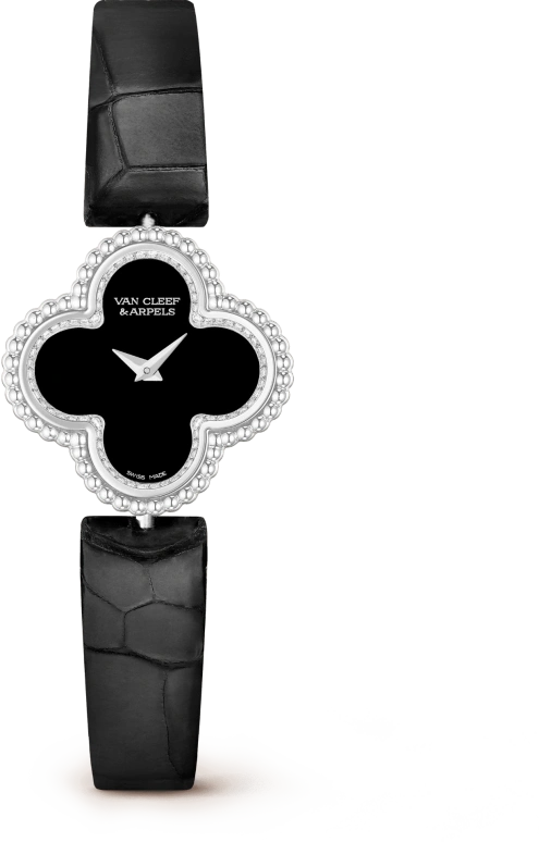 Van Cleef & Arpels,Alhambra® 22.70x22.70mm,22.70x22.70mm,White Gold,Black,Quartz,Silver,VCARO8WU00