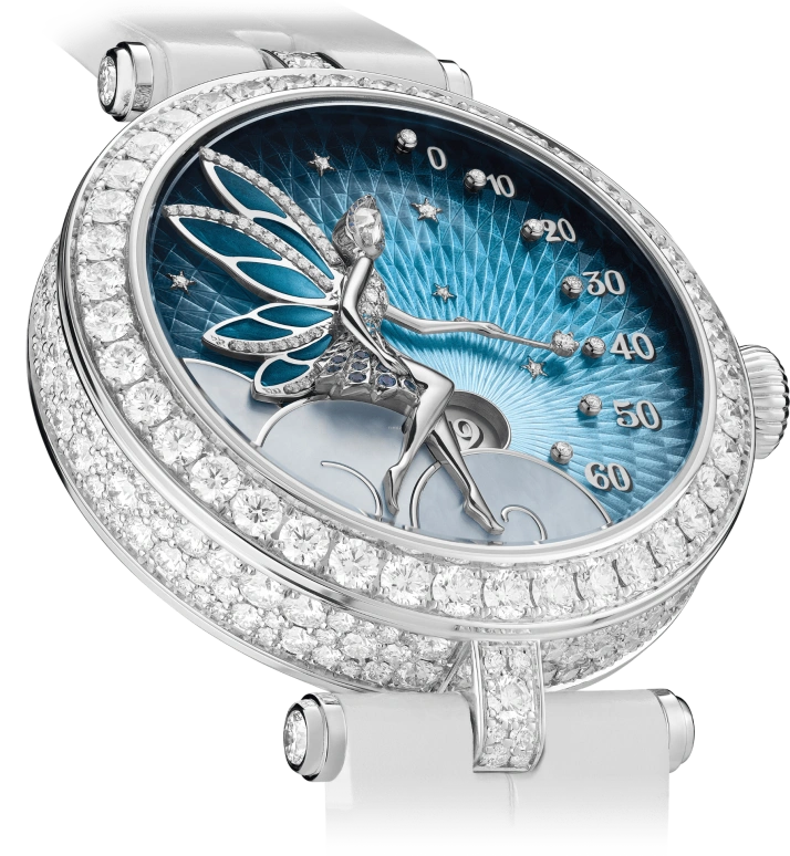 Van Cleef & Arpels,Poetic Complications® 33mm,33mm,White Gold,Rose,White,Sapphire,Crystal Glass,Setting,Diamonds,VCARO8ZD00
