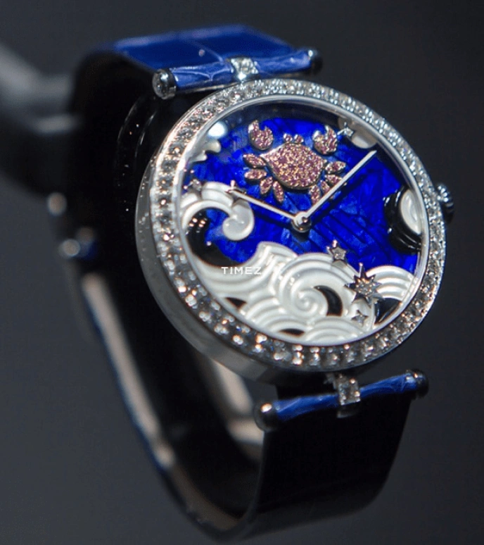 Van Cleef & Arpels,Extraordinary Dials™ 38mm,38mm,White Gold,Multi-Color,Blue,Black,White,Handwound,Sapphire,Crystal Glass,Round,VCARO4I400