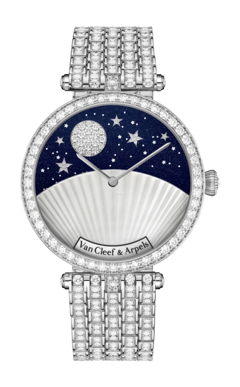 Van Cleef & Arpels,Lady Arpels 38mm,38mm,White Gold,Blue,White,Automatic,Moonphase,Glass,VCARPBKH00