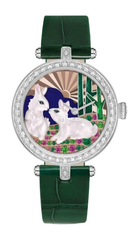 Van Cleef & Arpels,Extraordinary Dials™ 33mm,33mm,White Gold,Multi-Color,Pink,Rose,White,Handwound,Sapphire,Crystal Glass,Round,VCARPBK900