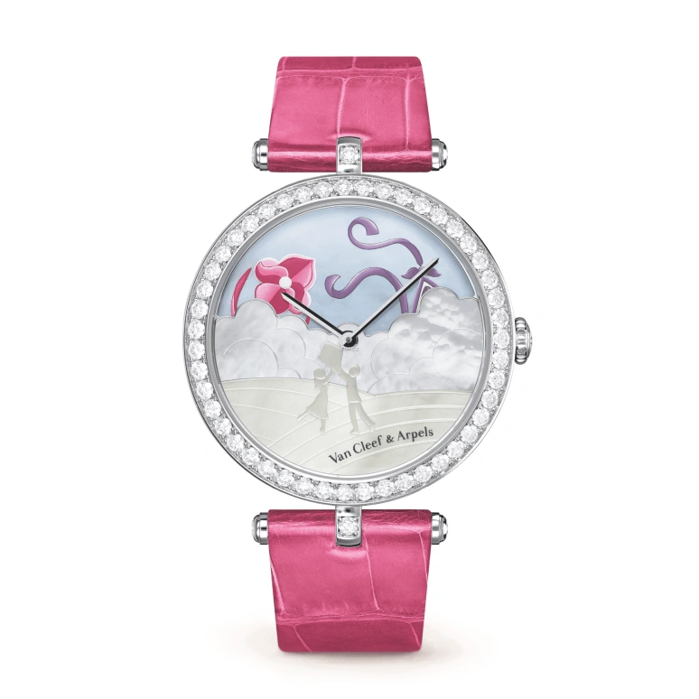 Van Cleef & Arpels,Poetic Complications® 38mm,38mm,White Gold,White,Automatic,85hours,Sapphire,Crystal Glass,VCARO4GK00