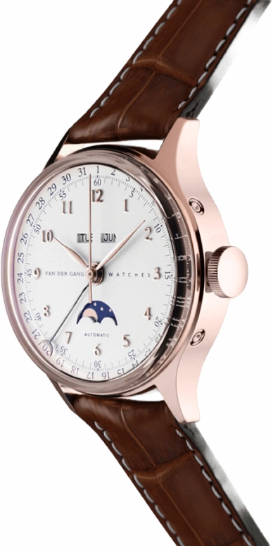 Van der Gang Watches,Ladies 34mm,34mm,Rose Gold,Silver,Automatic,Chronograph,Date,20011M