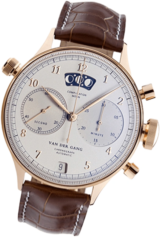 Van der Gang Watches,Gents 41mm,41mm,Rose Gold,Silver,Automatic,Chronograph,Moonphase,Day,20024