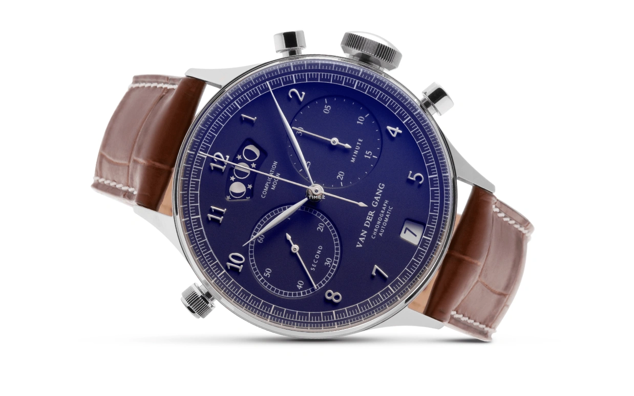 Van der Gang Watches,Gents 41mm,41mm,Stainless Steel,Blue,Automatic,Chronograph,Moonphase,Day,20028